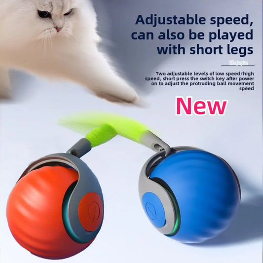 Bola Inteligente para Gatos: Brinquedo Elétrico com Teaser de Penas e Movimento Automático