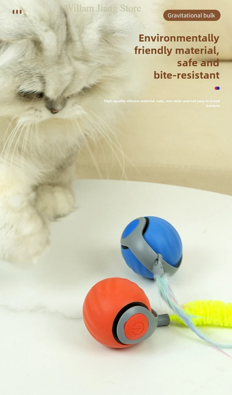 Bola Inteligente para Gatos: Brinquedo Elétrico com Teaser de Penas e Movimento Automático