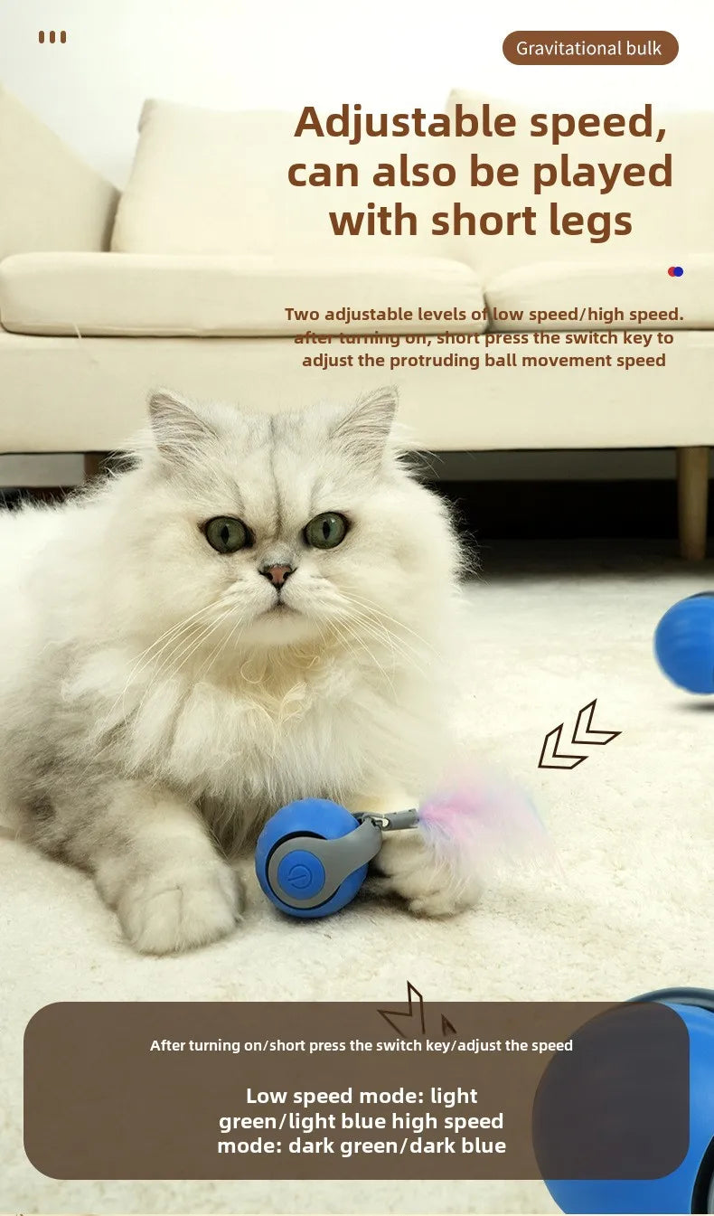 Bola Inteligente para Gatos: Brinquedo Elétrico com Teaser de Penas e Movimento Automático