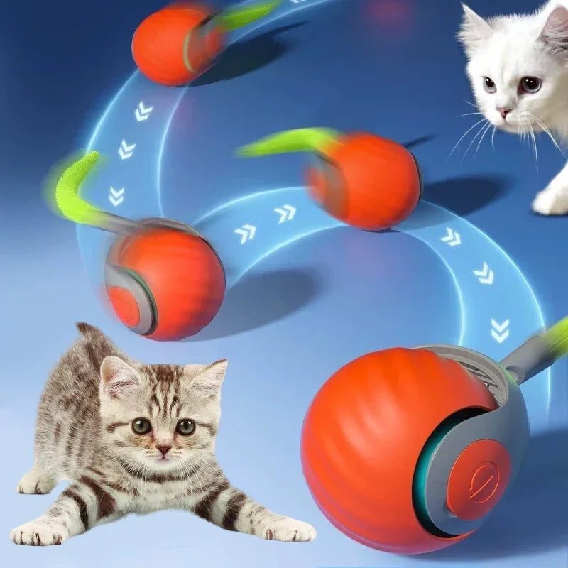 Bola Inteligente para Gatos: Brinquedo Elétrico com Teaser de Penas e Movimento Automático