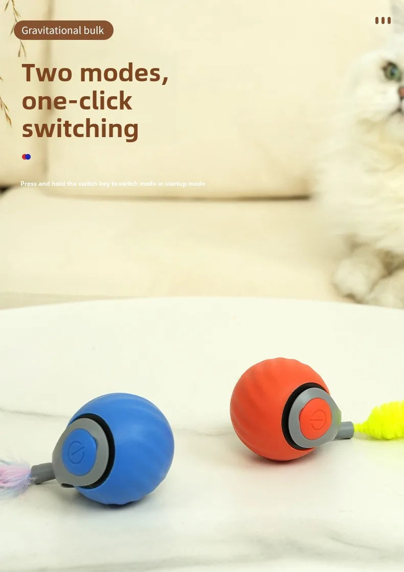 Bola Inteligente para Gatos: Brinquedo Elétrico com Teaser de Penas e Movimento Automático