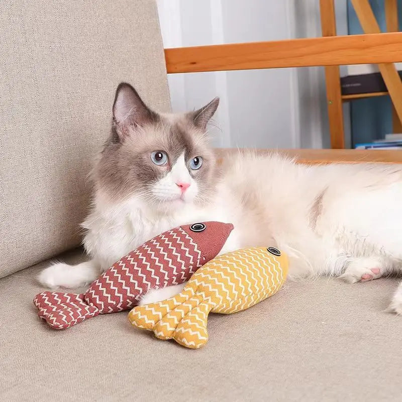 Brinquedo Interativo de Pelúcia Divertida para Gatos, Mastigação Vocal e Mordida de Peixe com Hortelã